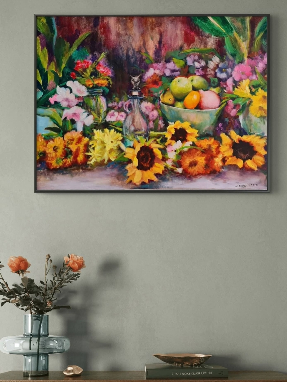 ​Hand-Painted Floral Still Life - Rich Textures & Warm Tones - Picture 6 of 7